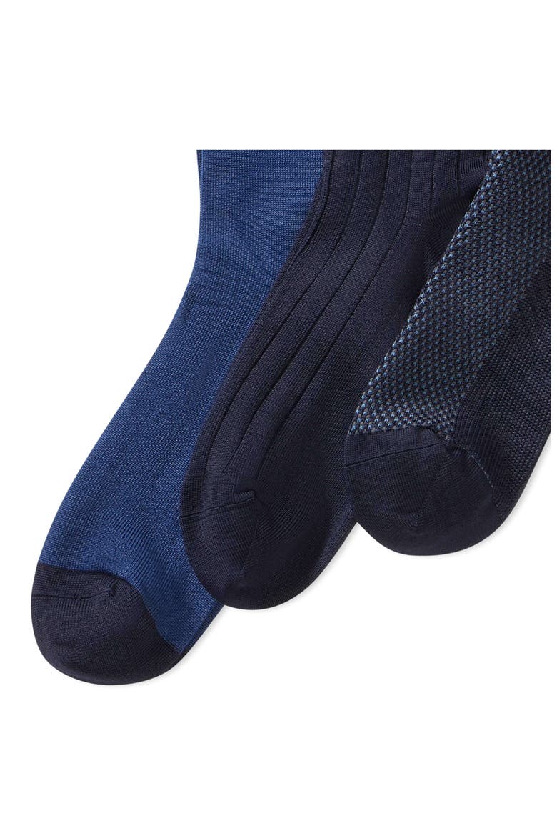 Assorted 3-Pack Bird's Eye Socks, Alternate, color, NAVY