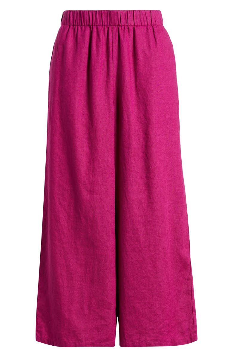 Eileen Fisher Organic Linen Crop Wide Leg Pants, Alternate, color, Sangria