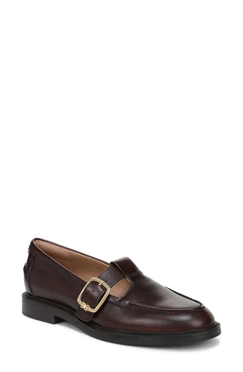 Sam Edelman Elaina T-strap Buckle Loafer Dark Brown Leather In Brown