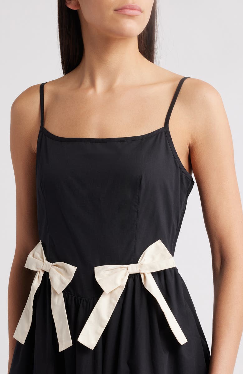 MOON RIVER Bow Detail Cotton Midi Dress, Alternate, color, 