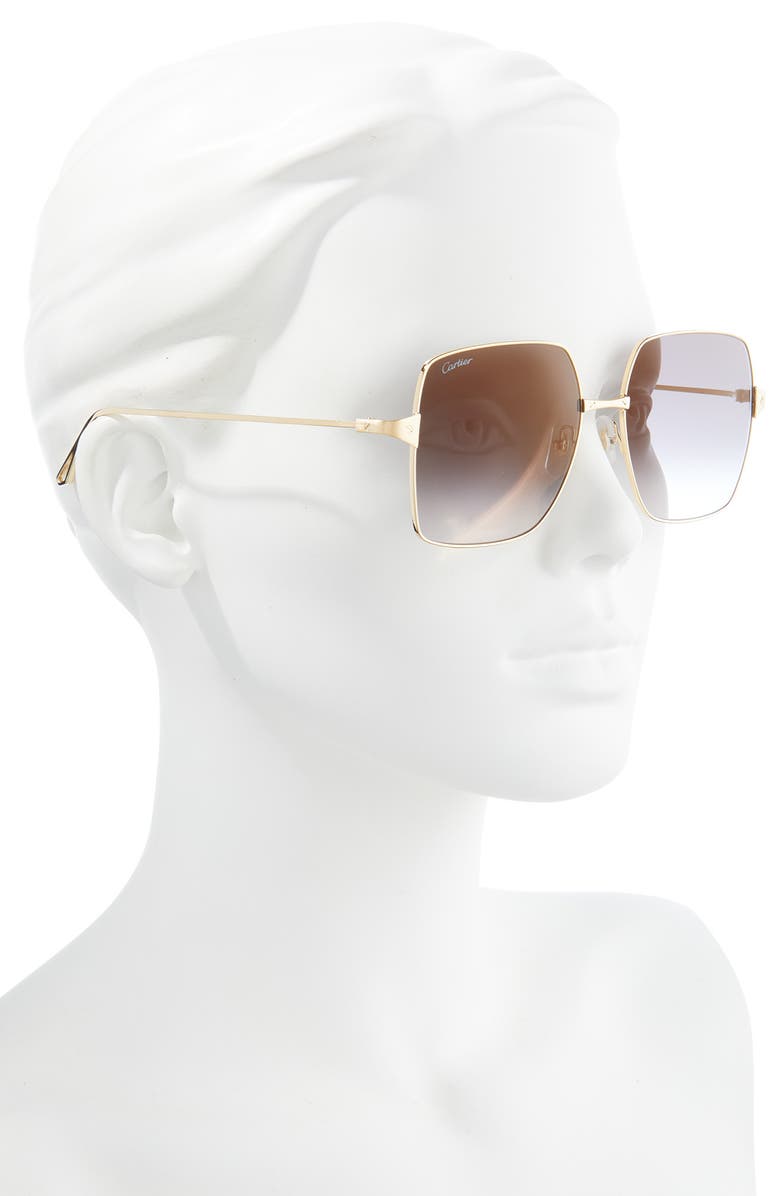 Cartier 57mm Square Sunglasses, Alternate, color, 