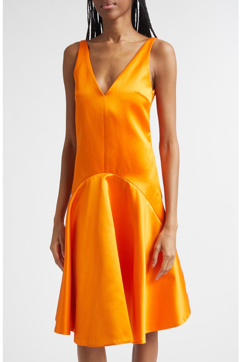 Draped Double Face Satin Dress, Alternate, color, SATSUMA