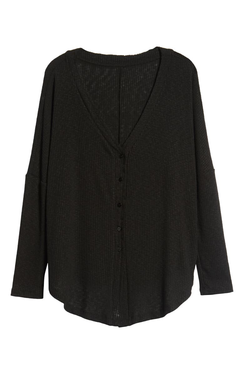 Caslon<sup>®</sup> Button Front Ribbed Knit Top, Alternate, color,
