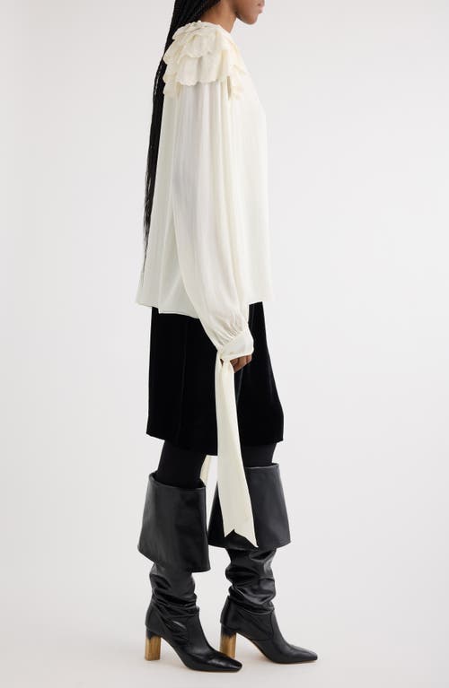 CHLOÉ CHLOÉ RUFFLE LONG SLEEVE SILK TOP
