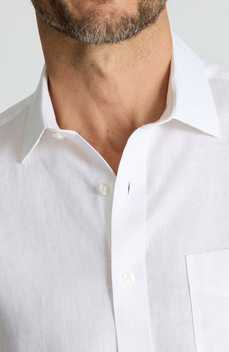 UNTUCKit Cameron Solid Wrinkle Resistant Linen Button-Up Shirt, Alternate, color, White