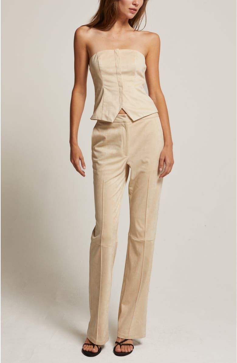 CRESCENT Faux Suede Flared Pants, Alternate, color, Light Beige