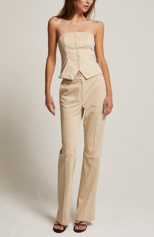 Crescent Faux Suede Flared Pants In Neutral