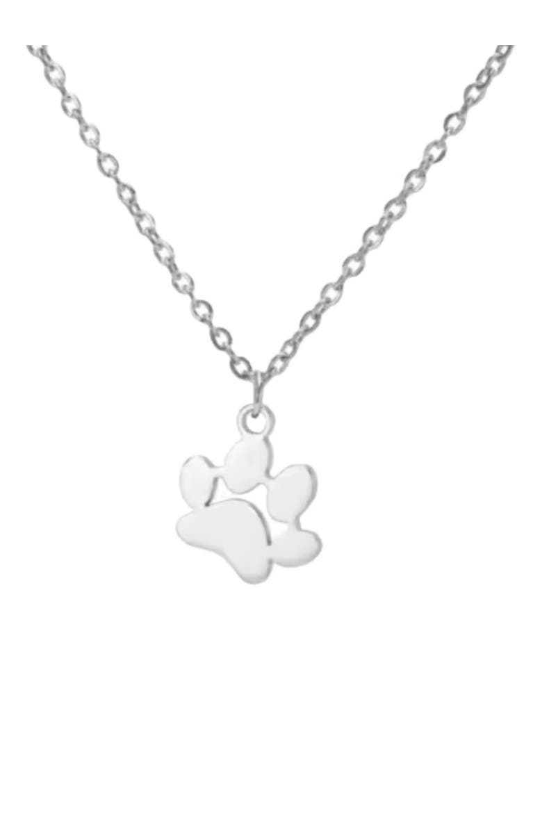 EverPaw Single Paw Print Gold Plated Necklace, Main, color, Silver