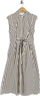 Sam Edelman Stripe Sleeveless Tie Waist Shirtdress