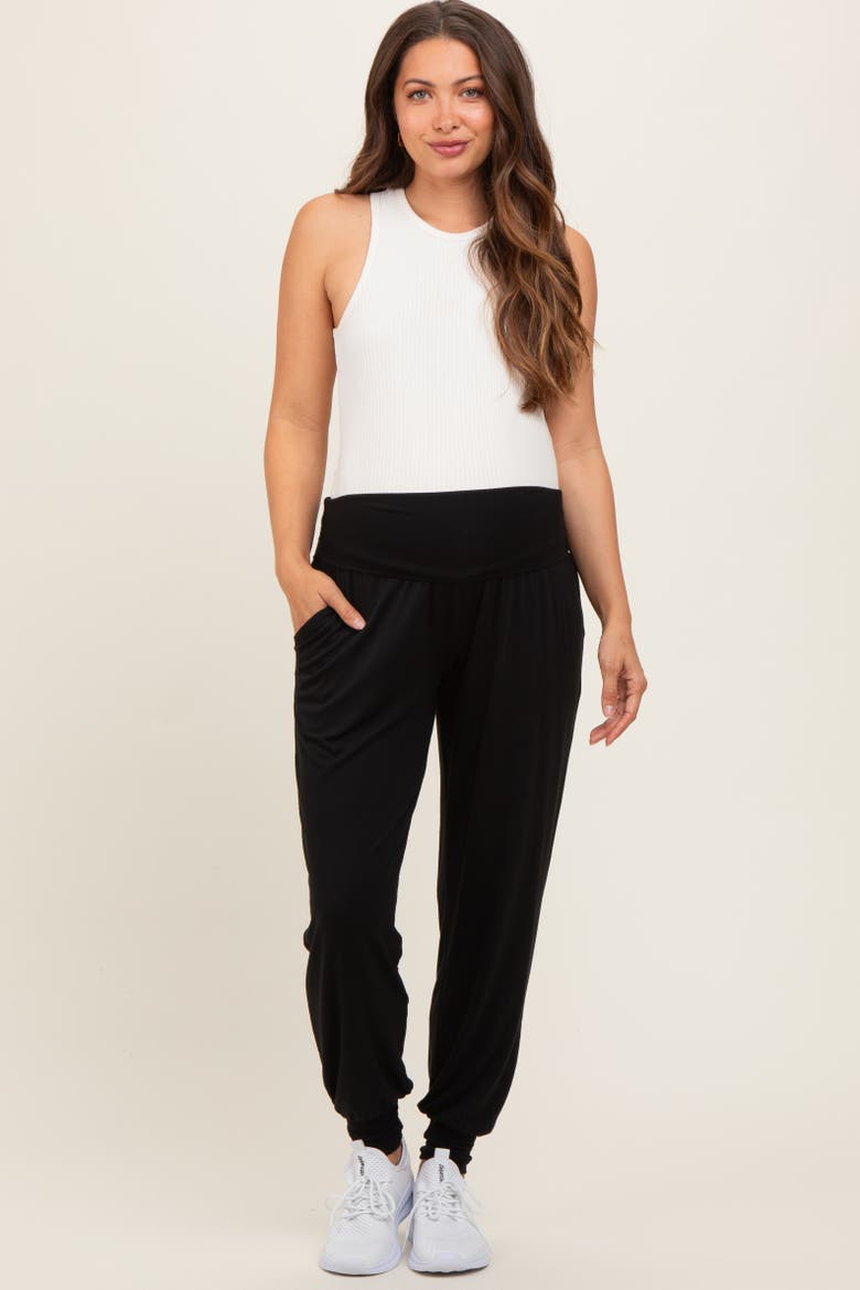 Soft Knit Maternity Joggers, Main, color, Black