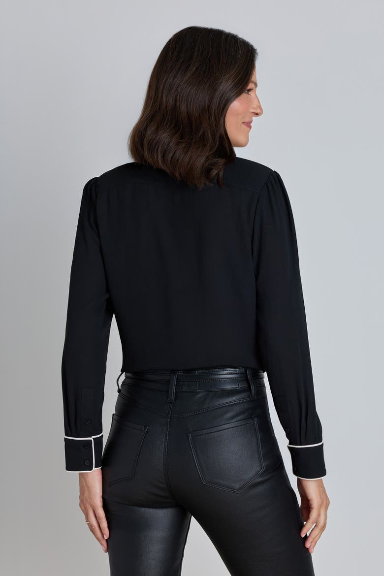 Wynne Tie Neck Blouse, Alternate, color, Black/White
