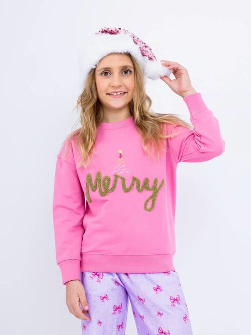 Preppy Goose Merry Holiday Sweatshirt in Fuchsia  product