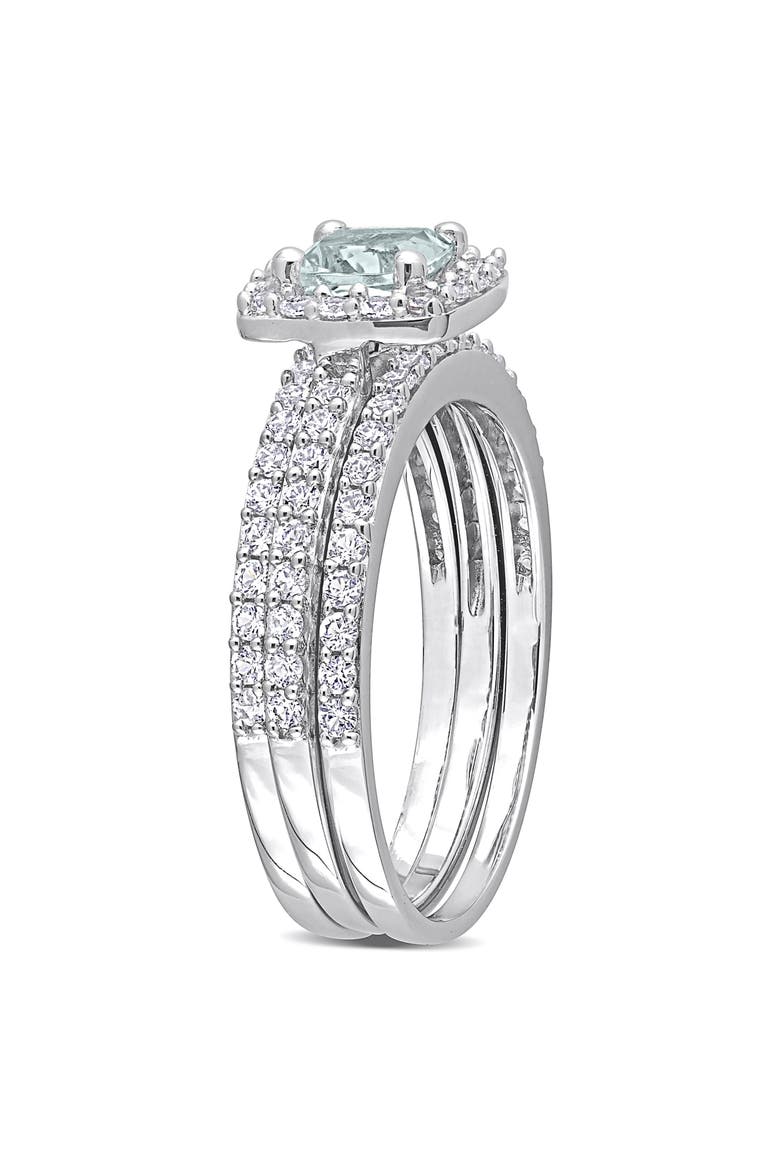 Set of 3 Lab Grown Semiprecious Stone & Lab Grown White Sapphire Rings, Alternate, color, LIGHT BLUE/ SILVER
