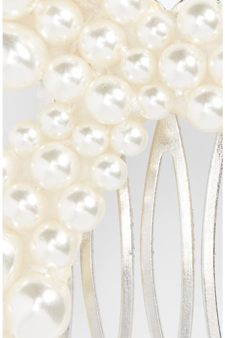 Imitation Pearl Bow Hair Comb, Alternate, color, PEARL