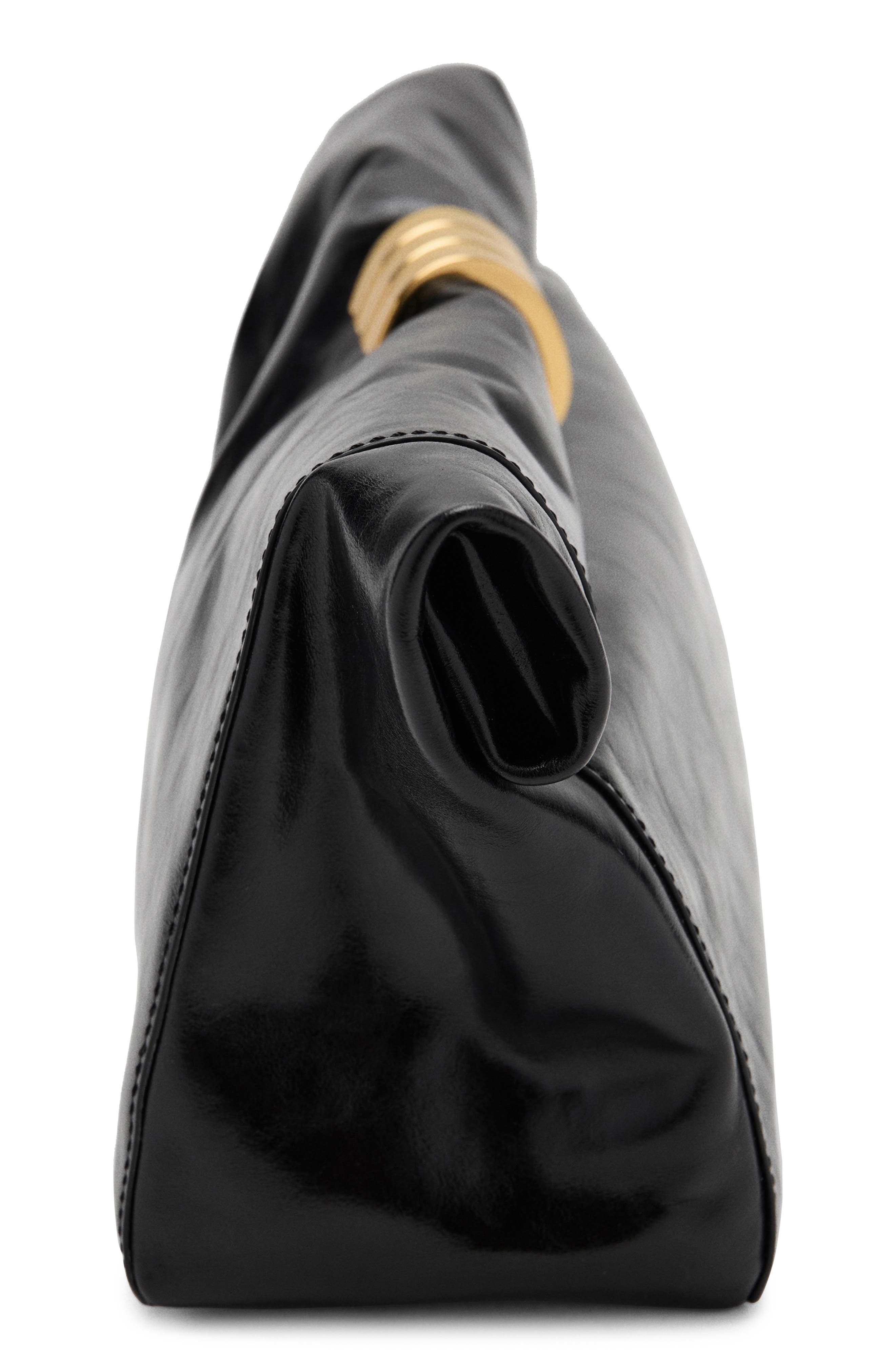 MANGO Starring Hailey Bieber Metallic Detail Clutch, Alternate, color, Black