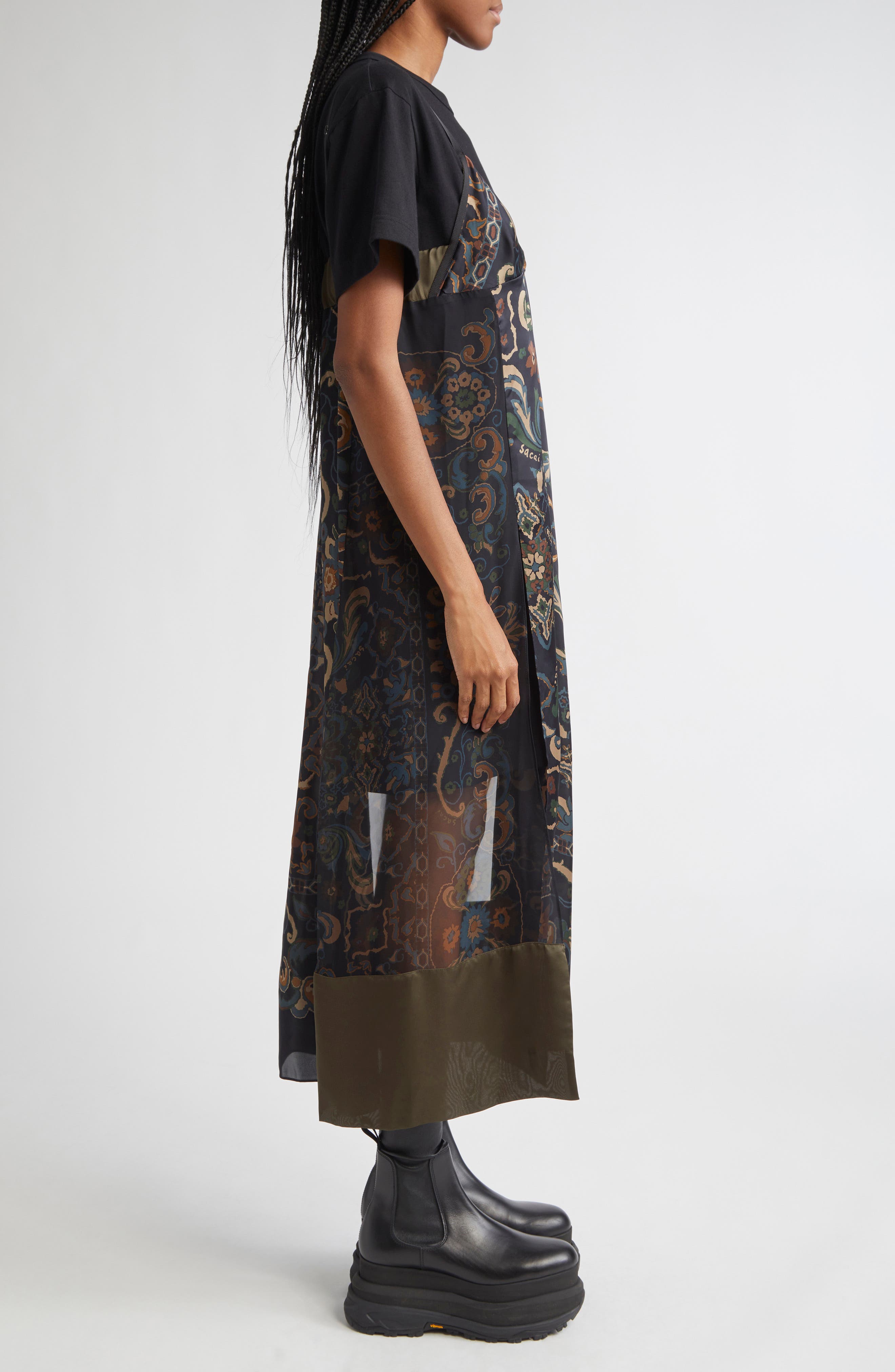 Sacai Floral Print Slipdress Overlay T-Shirt Dress (Women) | Nordstrom
