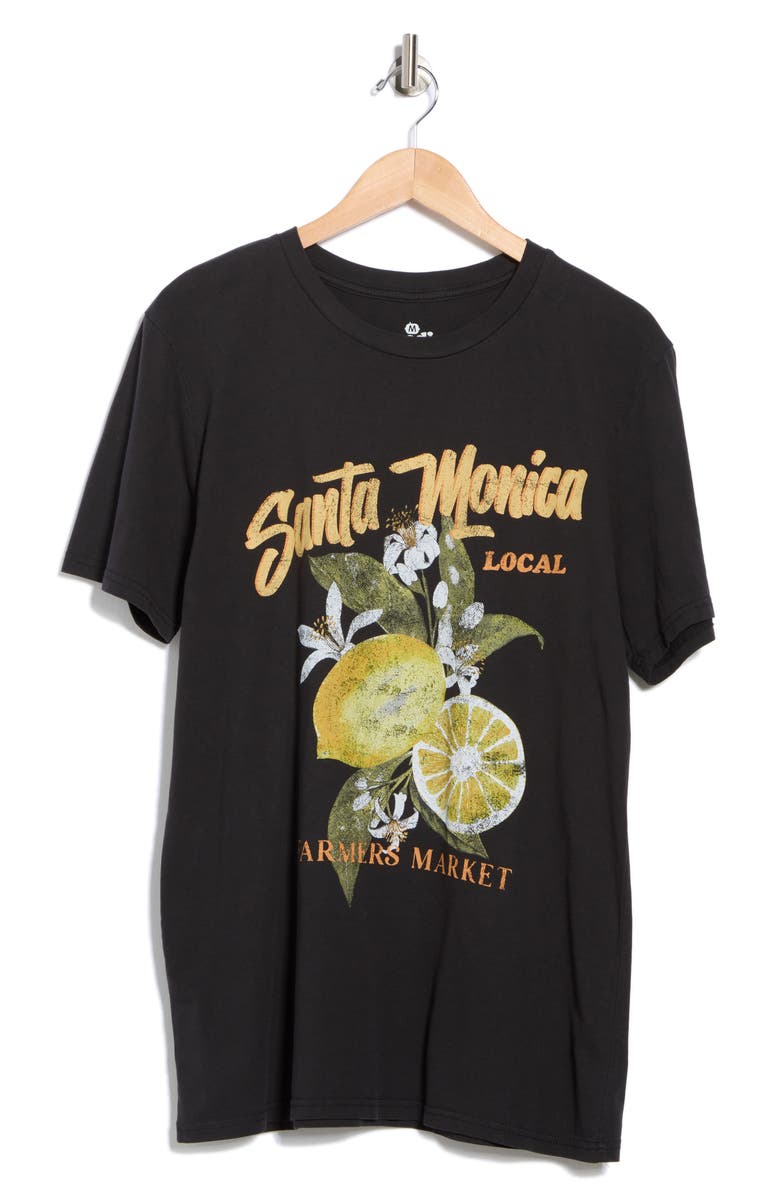 Goodie Two Sleeves Santa Monica Cotton Graphic Print T-Shirt, Alternate, color, Black