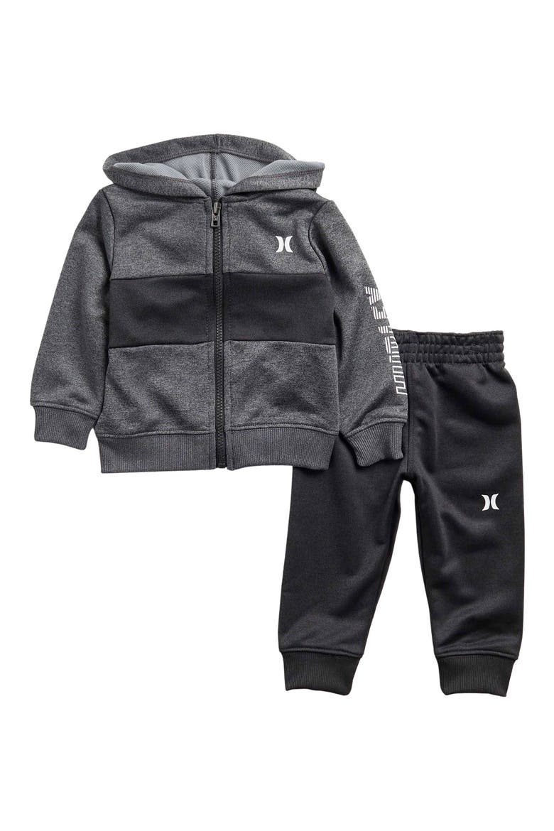 Solar Colorblock Hoodie & Jogger Set, Main, color, BLACK HEATHER
