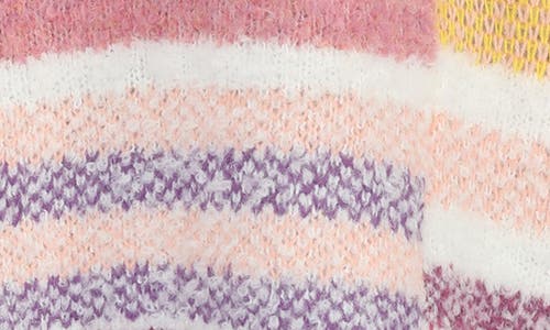 Rain And Rose Colorblock Stripe Turtleneck Sweater In Pink