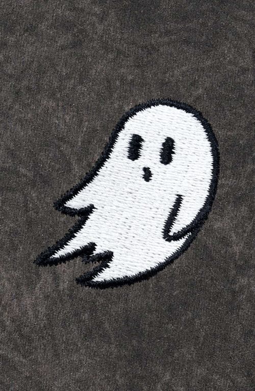 Dalix Ghost Embroidered Washed Hoodie In Gray