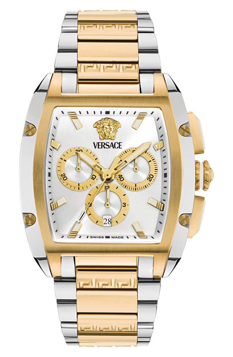 Versace Dominus Chronograph Bracelet Watch, 42mm x 50mm, Main, color, Two Tone