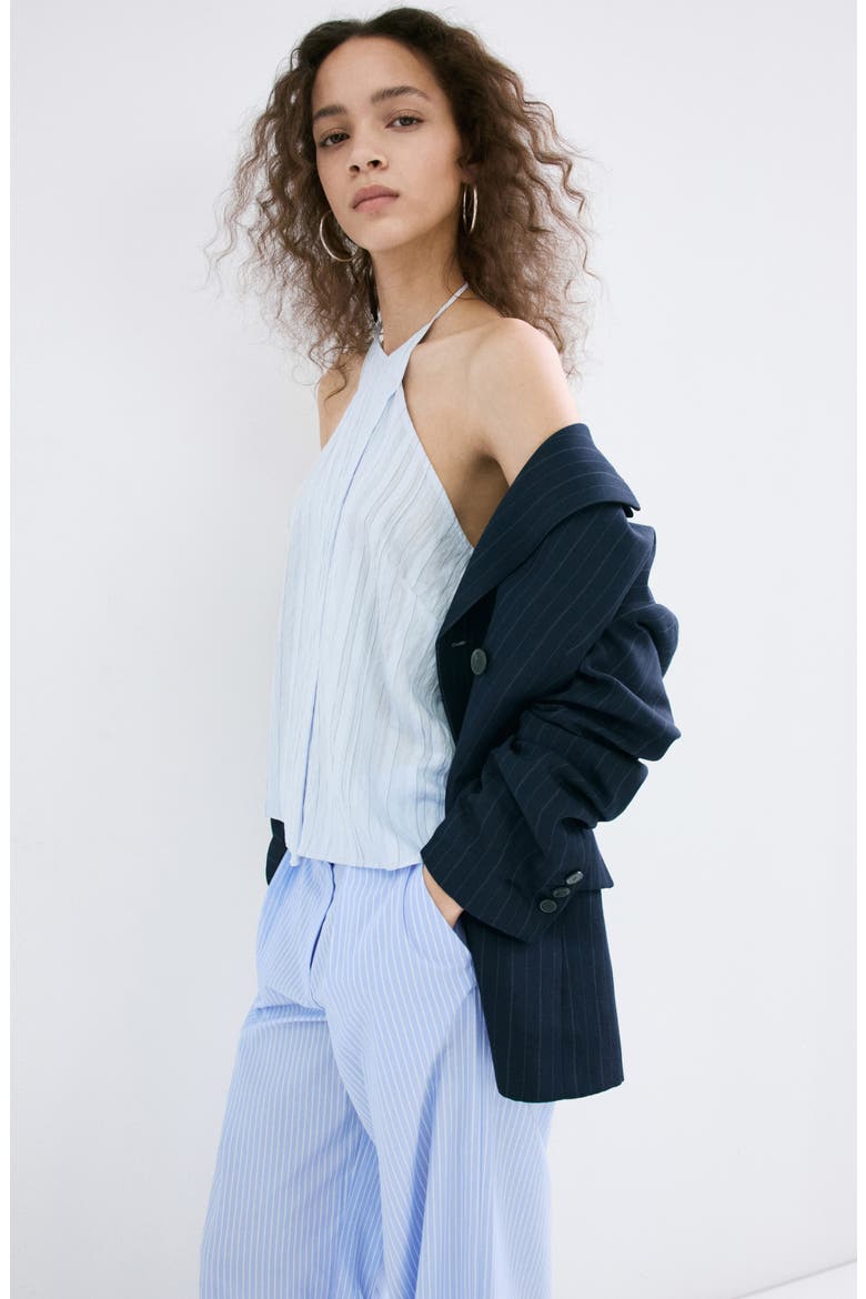 Pinstripe Wide Leg Pants, Alternate, color, BLUE