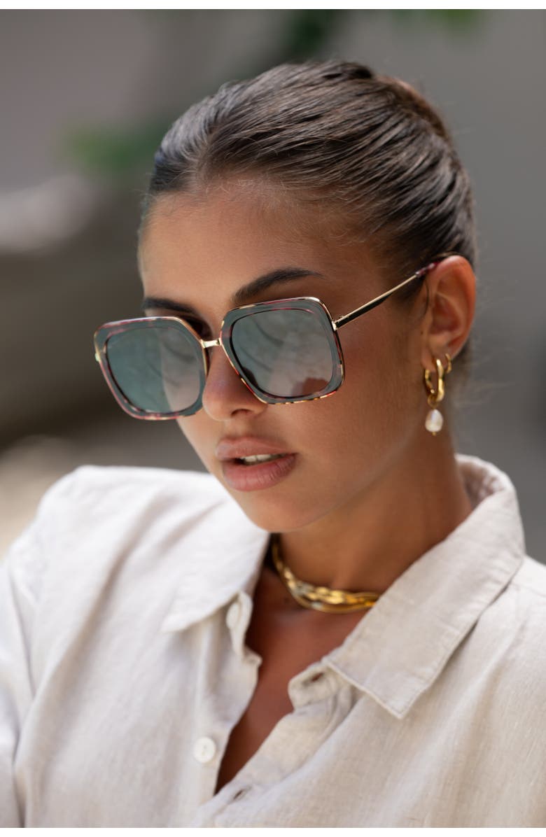 FREYRS Eyewear Lulu Oversized Square Sunglasses, Alternate, color, Burgundy Tortoise