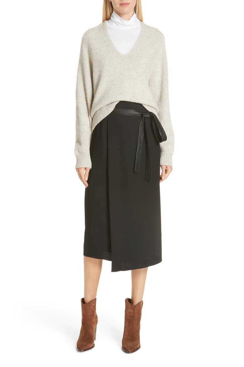 Belted Wrap Skirt, Main, color, BLACK