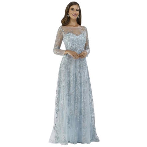 Illusion Neckline A-line Long Sleeves Gown