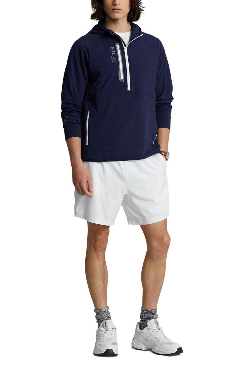 Techy Terry Half Zip Hoodie, Alternate, color, REFINED NAVY