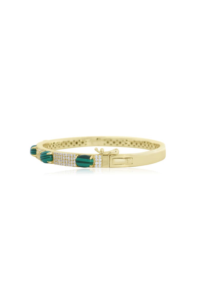 Malachite CZ Pave Station Bangle, Alternate, color, Malachite