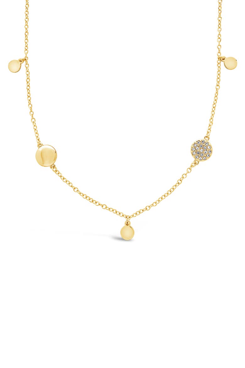 Delicate Cubic Zirconia Disc Station Necklace, Main, color, GOLD