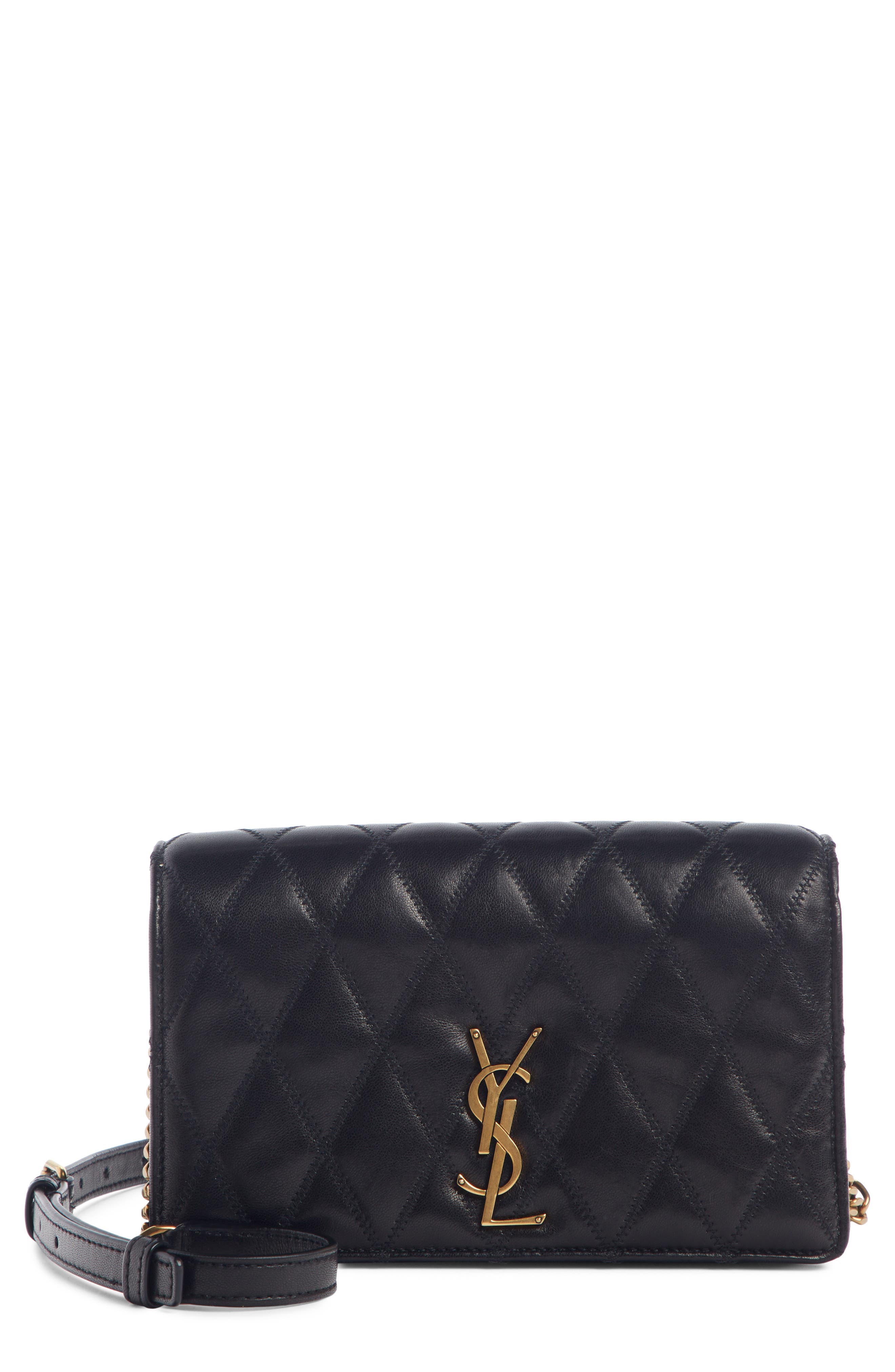 Angie Quilted Lambskin Leather Crossbody Bag, Main, color, NOIR