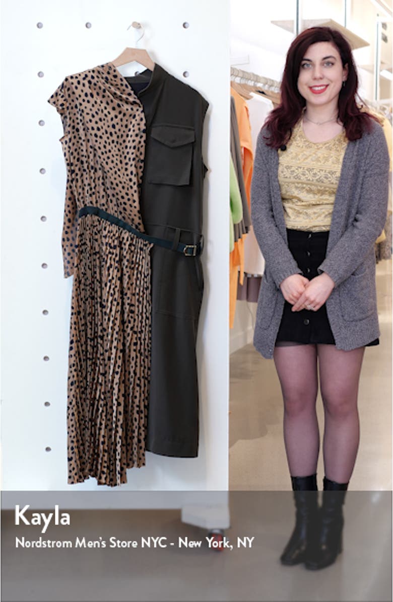 Cheetah Print Mixed Media Pleated Dress, sales video thumbnail