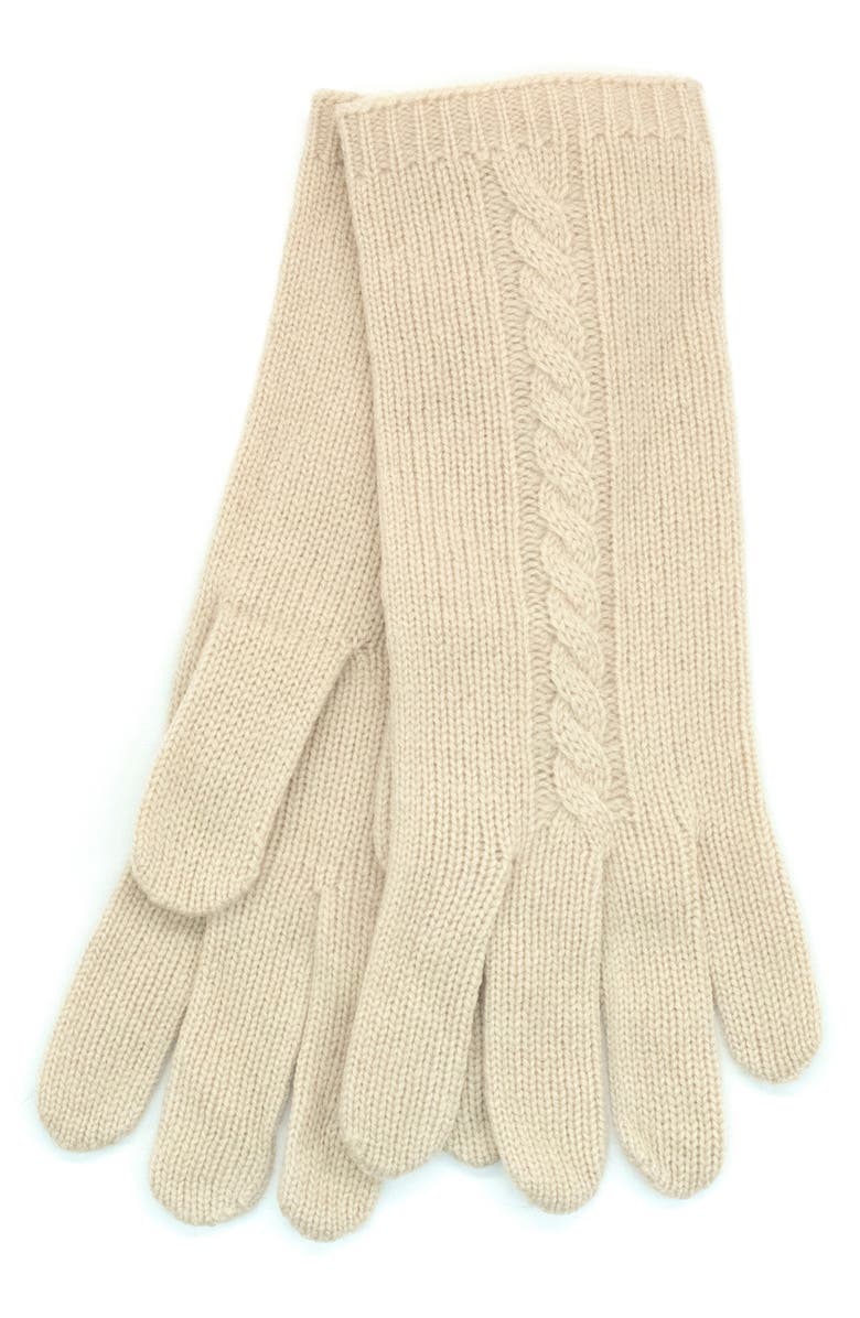 Portolano Cable Knit Cashmere Gloves, Main, color, Heather Natural Camel