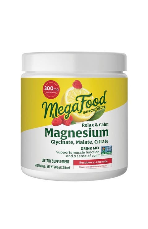 Relax & Calm Magnesium Drink Mix with Magnesium Glycinate, Citrate & Malate, Raspberry Lemonade, 7.05oz