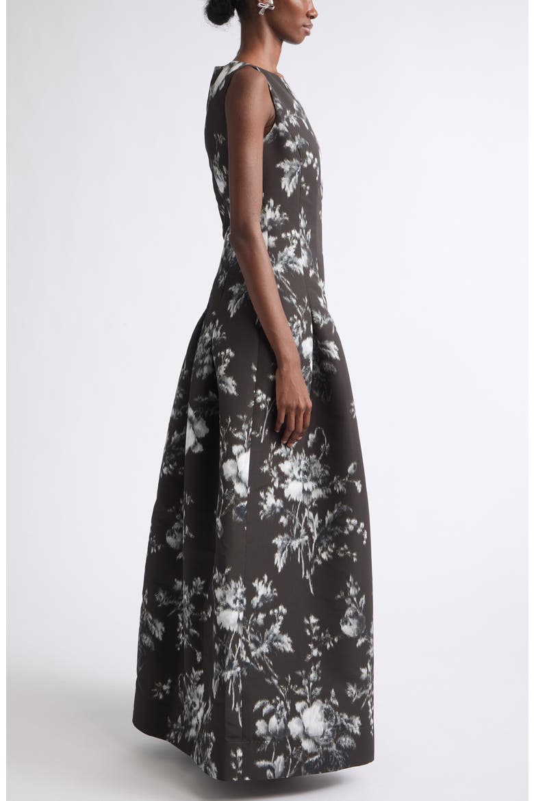 Peony Sleeveless Faille Gown, Alternate, color, WHITE/ CARBON