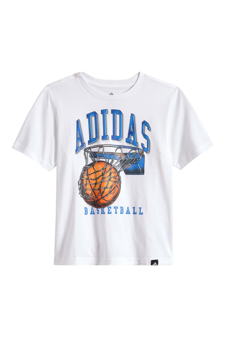 Kids' Basketball Dunk Cotton Graphic T-Shirt, Main, color, WHITE