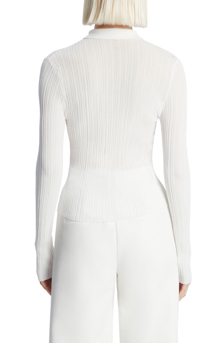 Bardot Ayda Long Sleeve Rib Top, Alternate, color, Orchid White