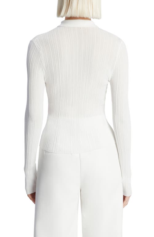Bardot Ayda Long Sleeve Rib Top In Orchid White