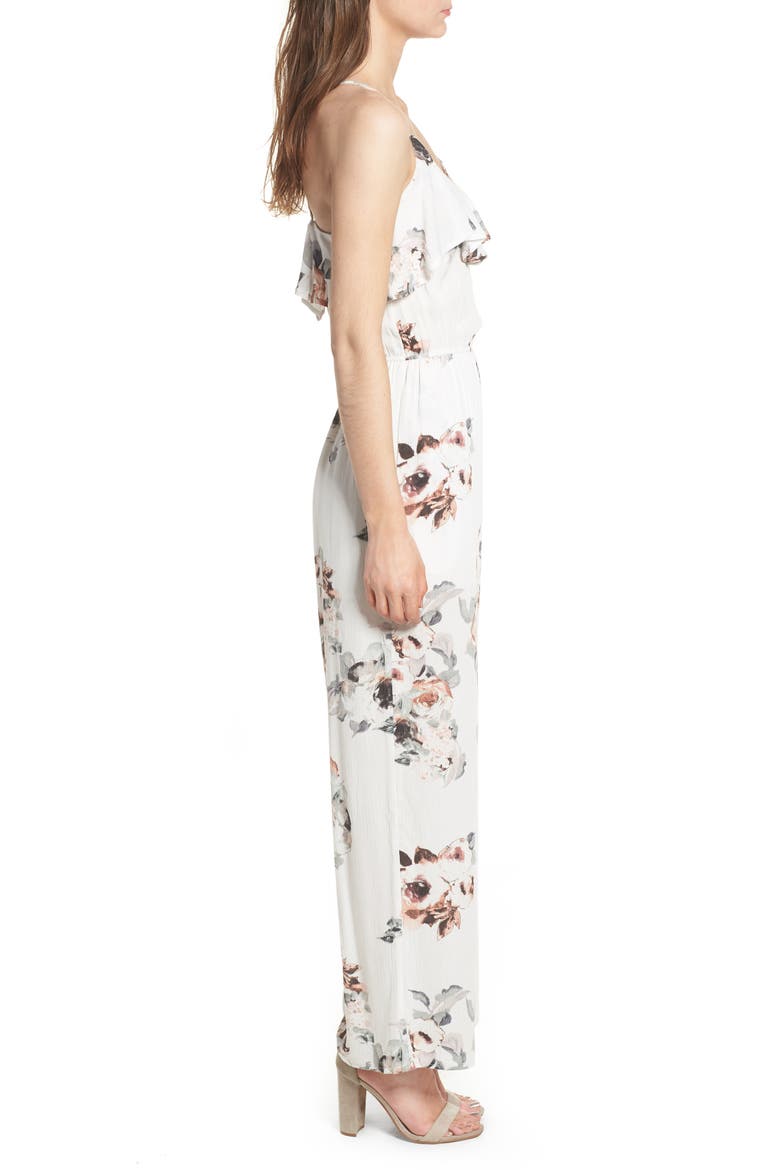 Floral Print Jumpsuit, Alternate, color, WHITE FLORAL