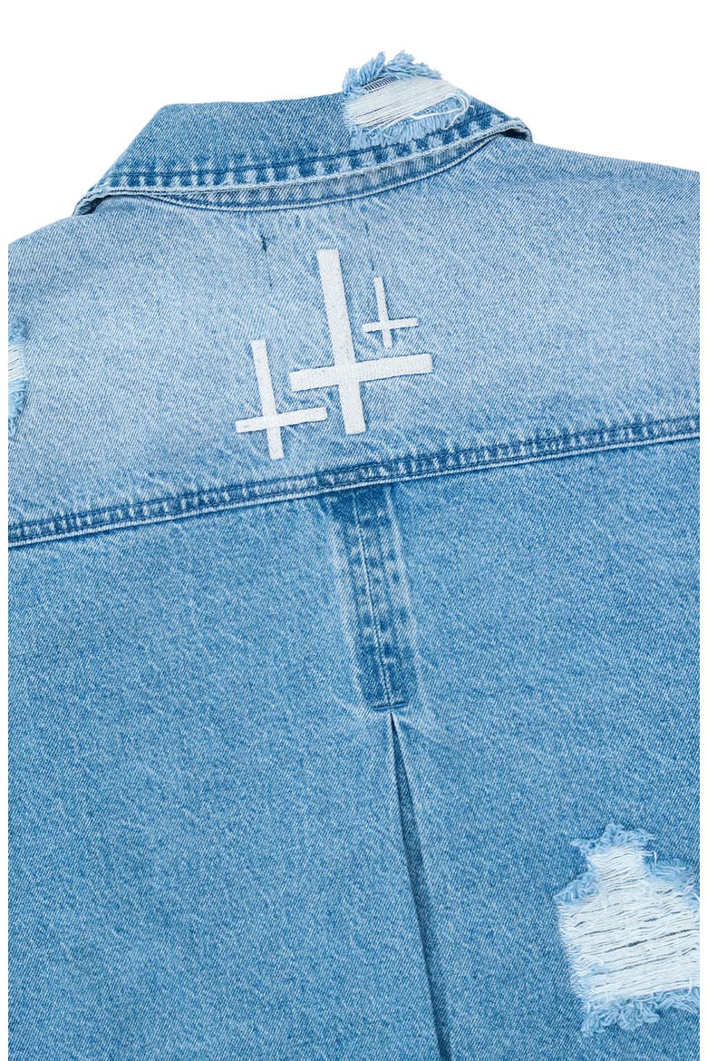 Valentiano Boxy Denim Jacket, Alternate, color, GLACIER BLUE