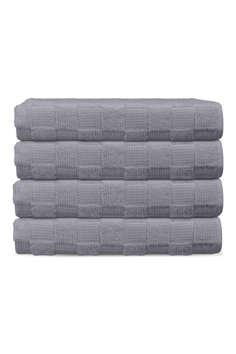 Waffle Terry 4-Piece Turkish Cotton Bath Towel Set, Main, color, SILVER