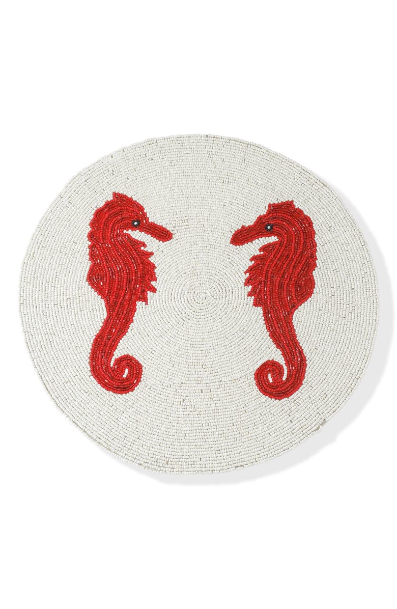 Tiramisu The Coral Kiss Beaded Placemat, Main, color, White