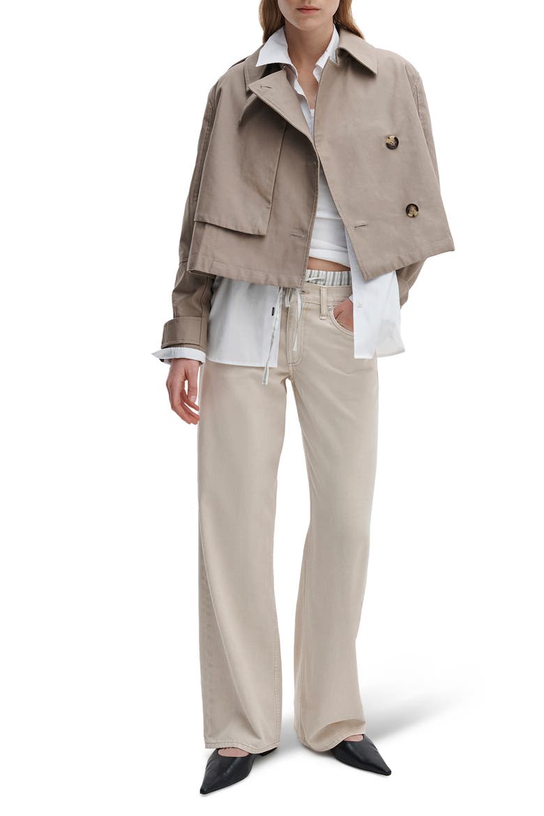 Jamie Double Breasted Crop Cotton Trench Coat, Alternate, color, KHAKI