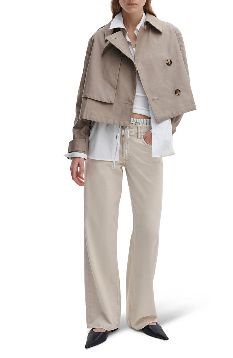 rag & bone Jamie Double Breasted Crop Cotton Trench Coat, Alternate, color, Khaki