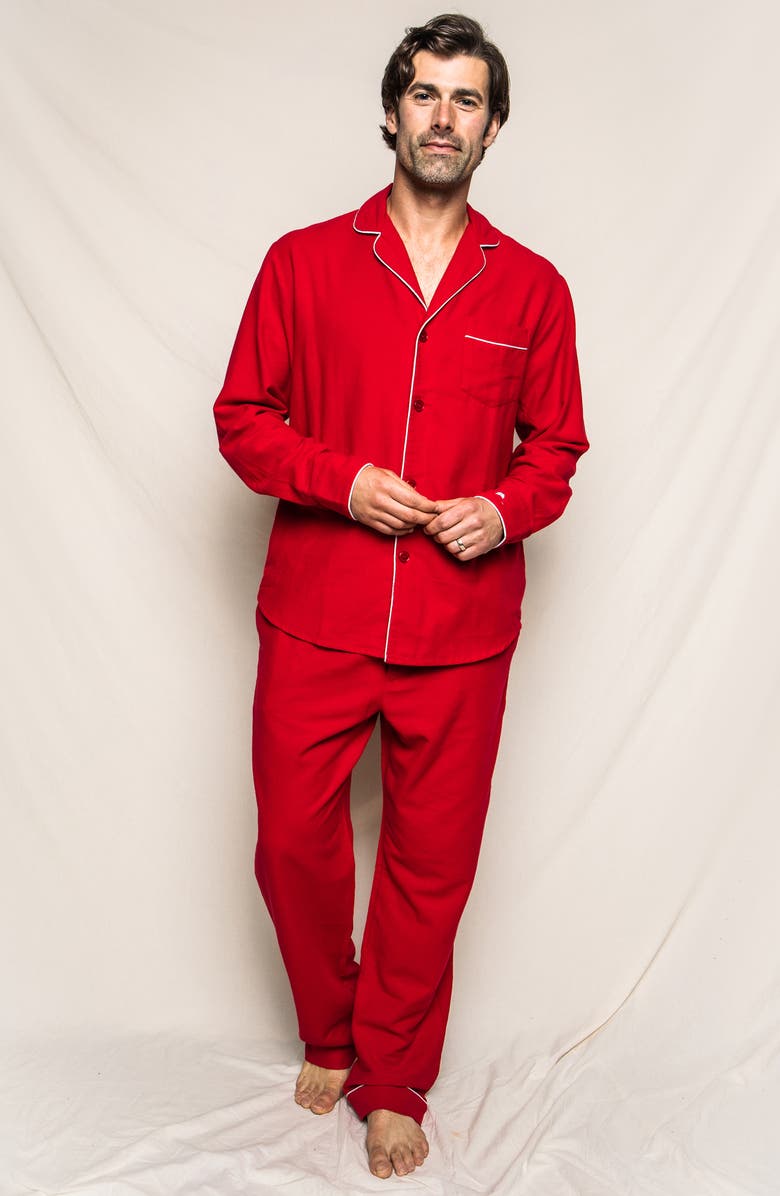 Petite Plume Men's Red Flannel Pajamas, Alternate, color, Red