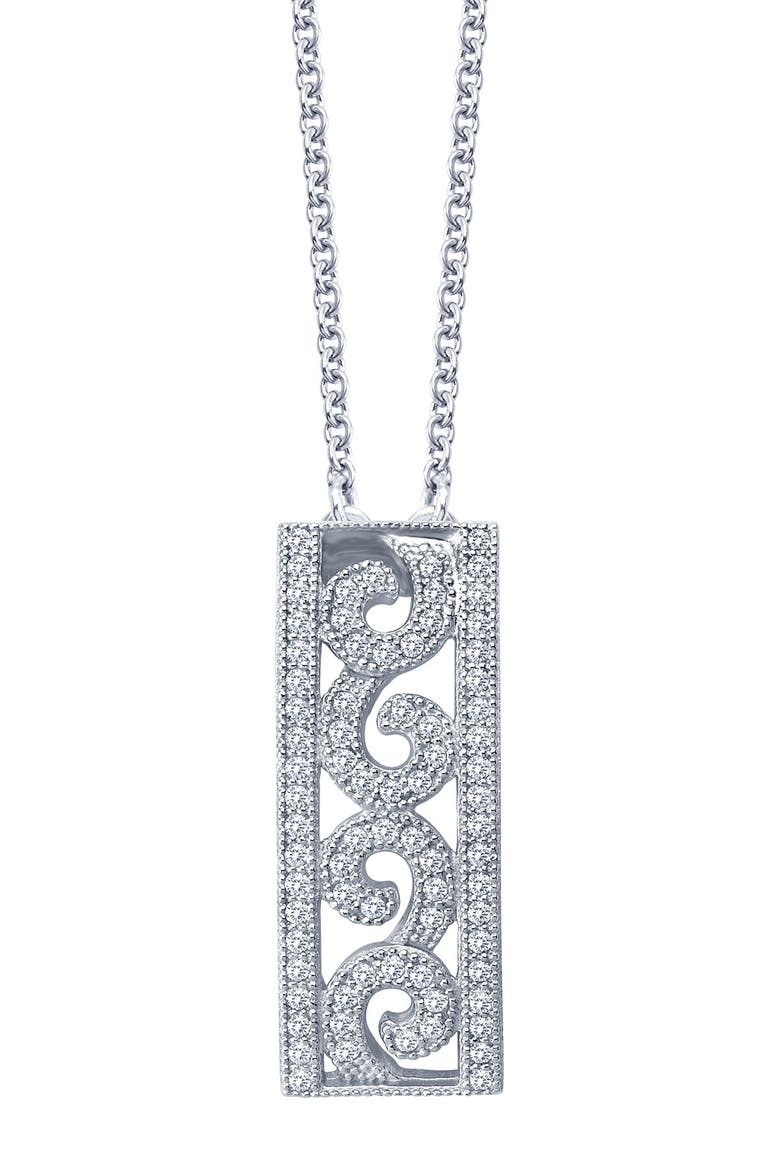 Simulated Diamond Filigree Pendant Necklace, Main, color, WHITE