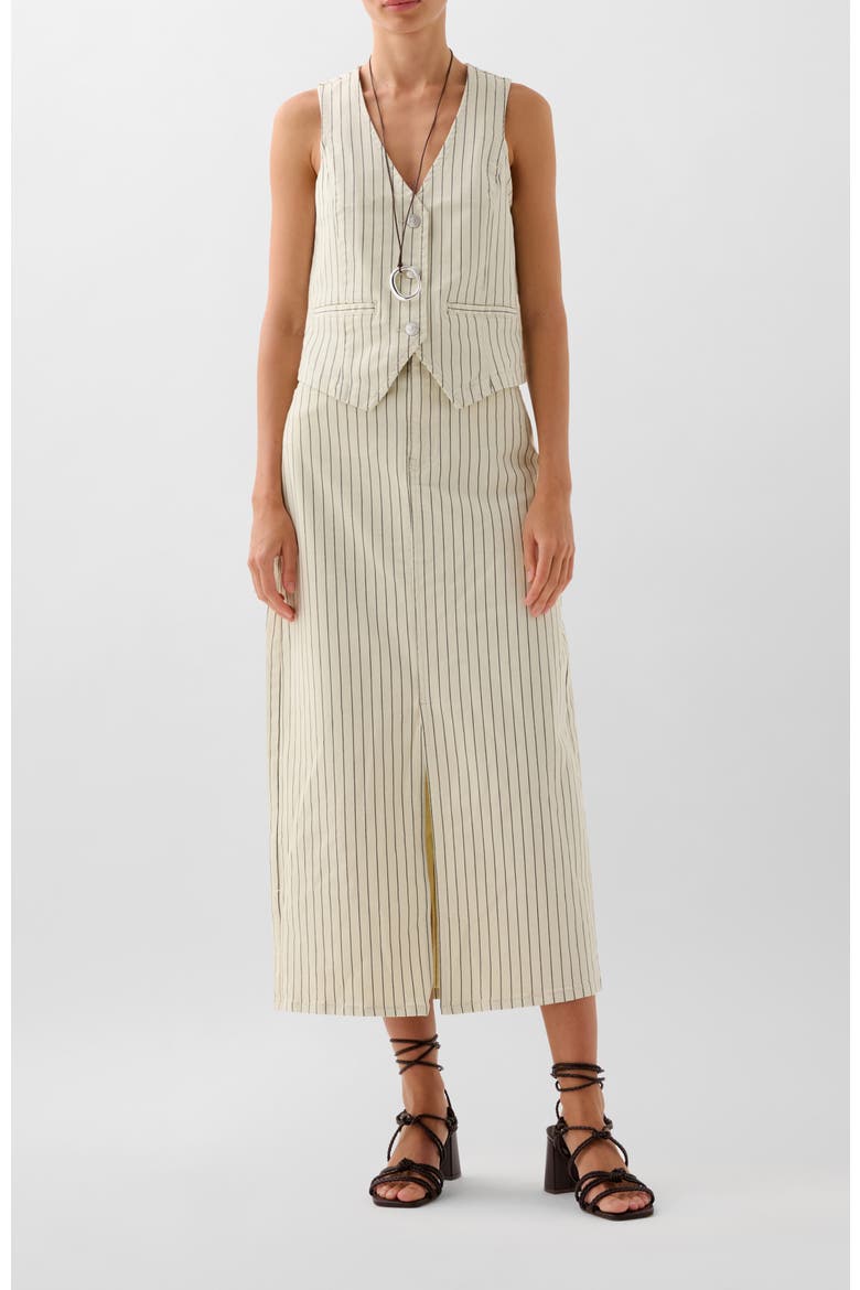 Denim Stripes Skirt, Alternate, color, Ecrustripes