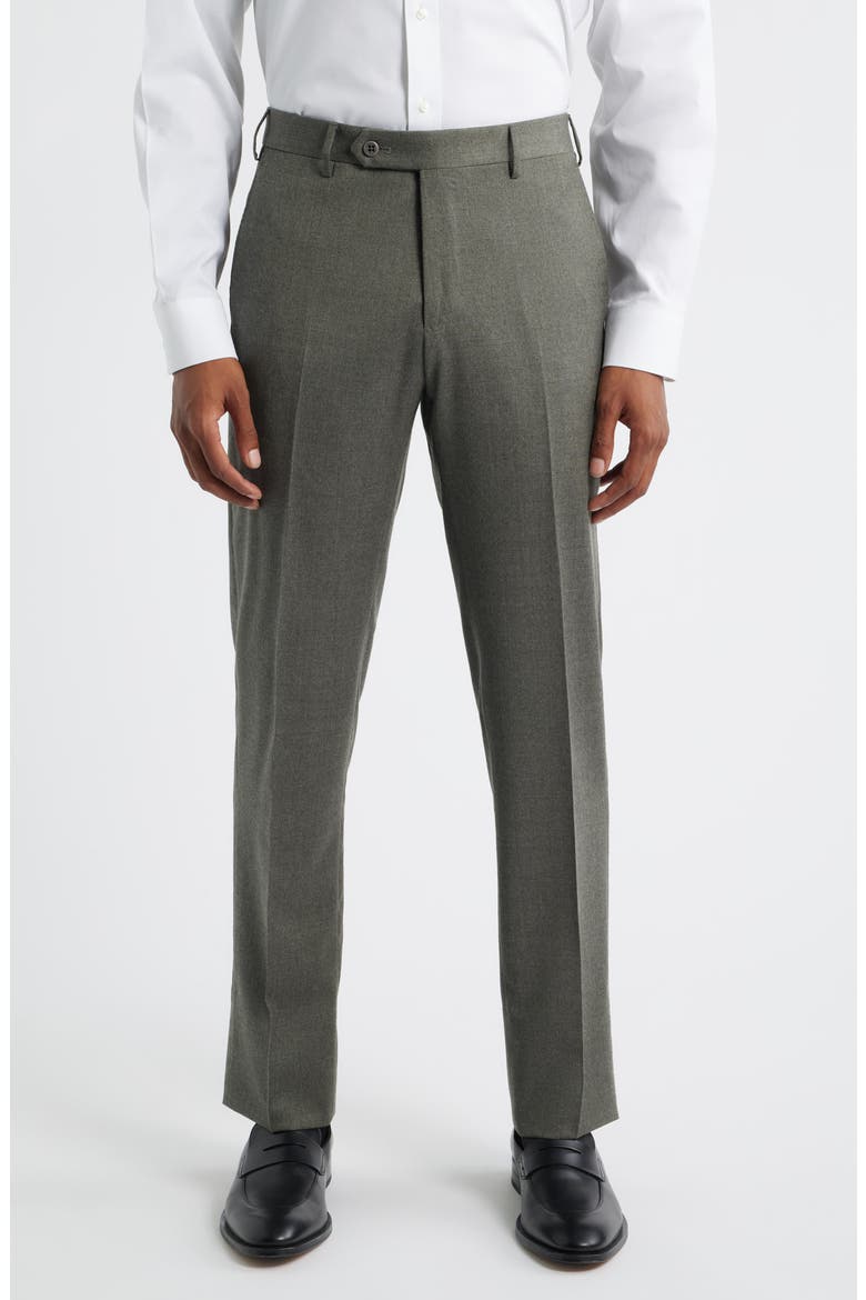 Parker Flat Front Stretch Wool Flannel Trousers (Nordstrom Exclusive), Main, color, SAGE